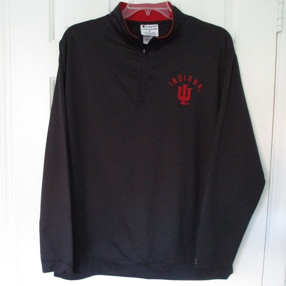 Champion Mens L/S Indiana U. Hoosiers Black Stretch 1/4 Zip Windbreaker - Large - Picture 1 of 3